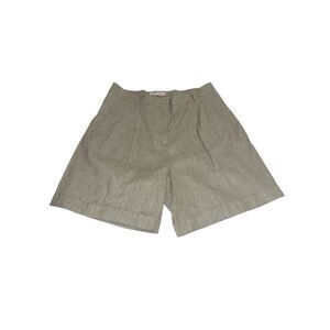 Frame Pleated Wide Cuff Twill Shorts in Oatmeal Color Sz 6 MSRP $298